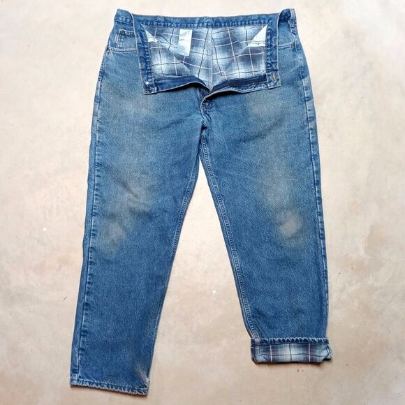 *READ* Carhartt Flannel Lined Relaxed Fit Work Jeans - Size 44x32 (Fits 44x31) - Picture 1 of 12